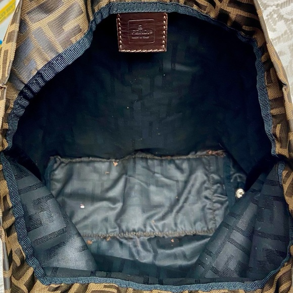 Vintage Fendi Zucca Brown Canvas Tote Hand Bag 14in x 13in x 4in - Picture 10 of 13